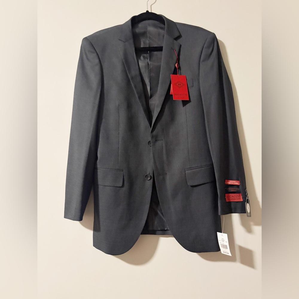 BOCACCIO Charcoal Gray Men's Two-Button Blazer set